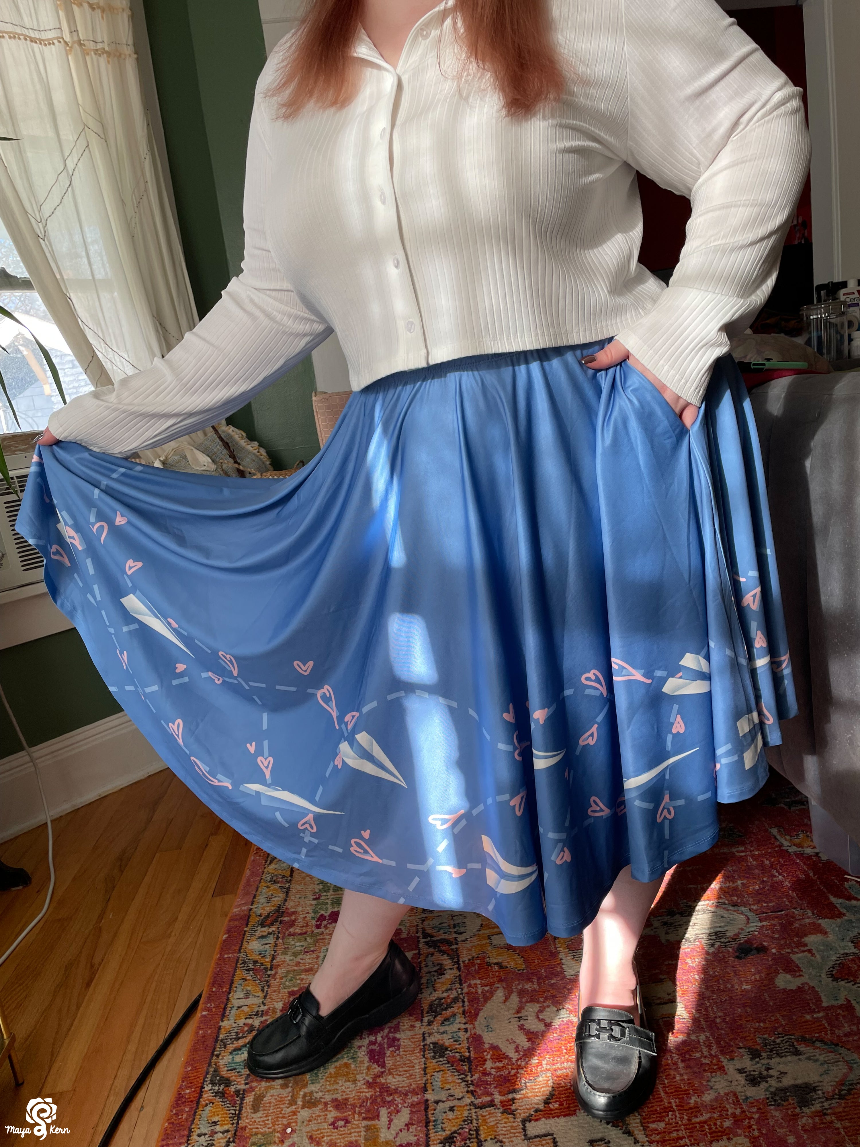 Paper Airplane Midi Skirt