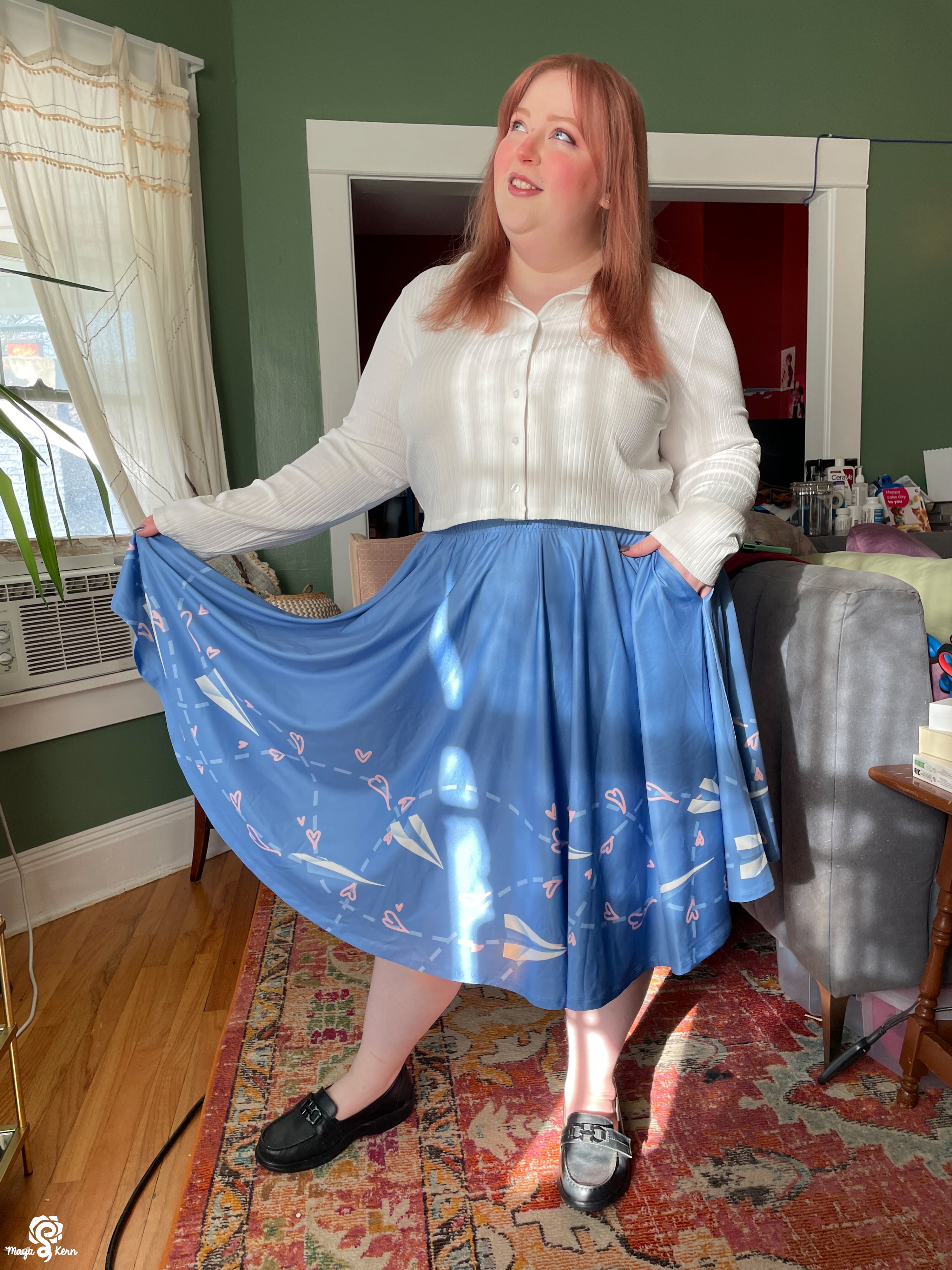 Paper Airplane Midi Skirt