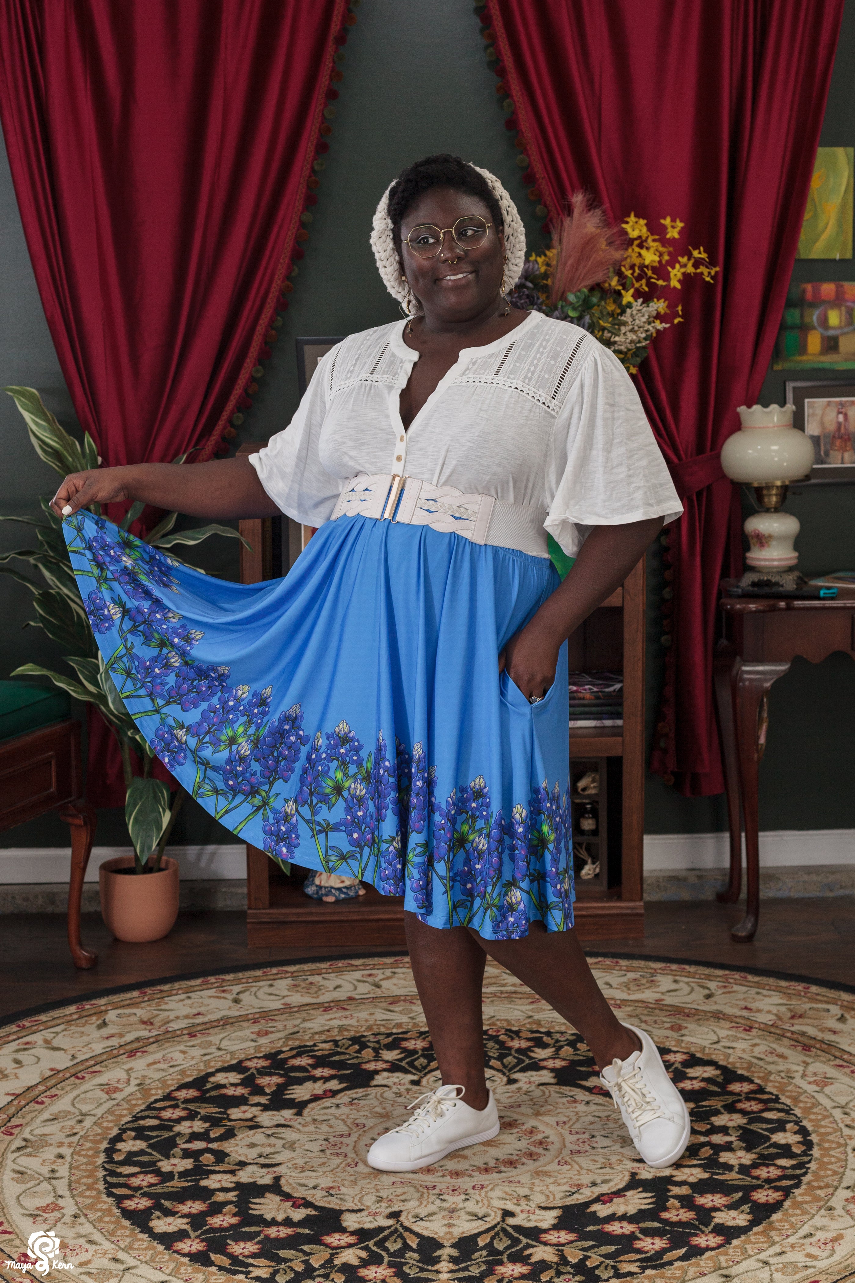 Bluebonnets Midi Skirt