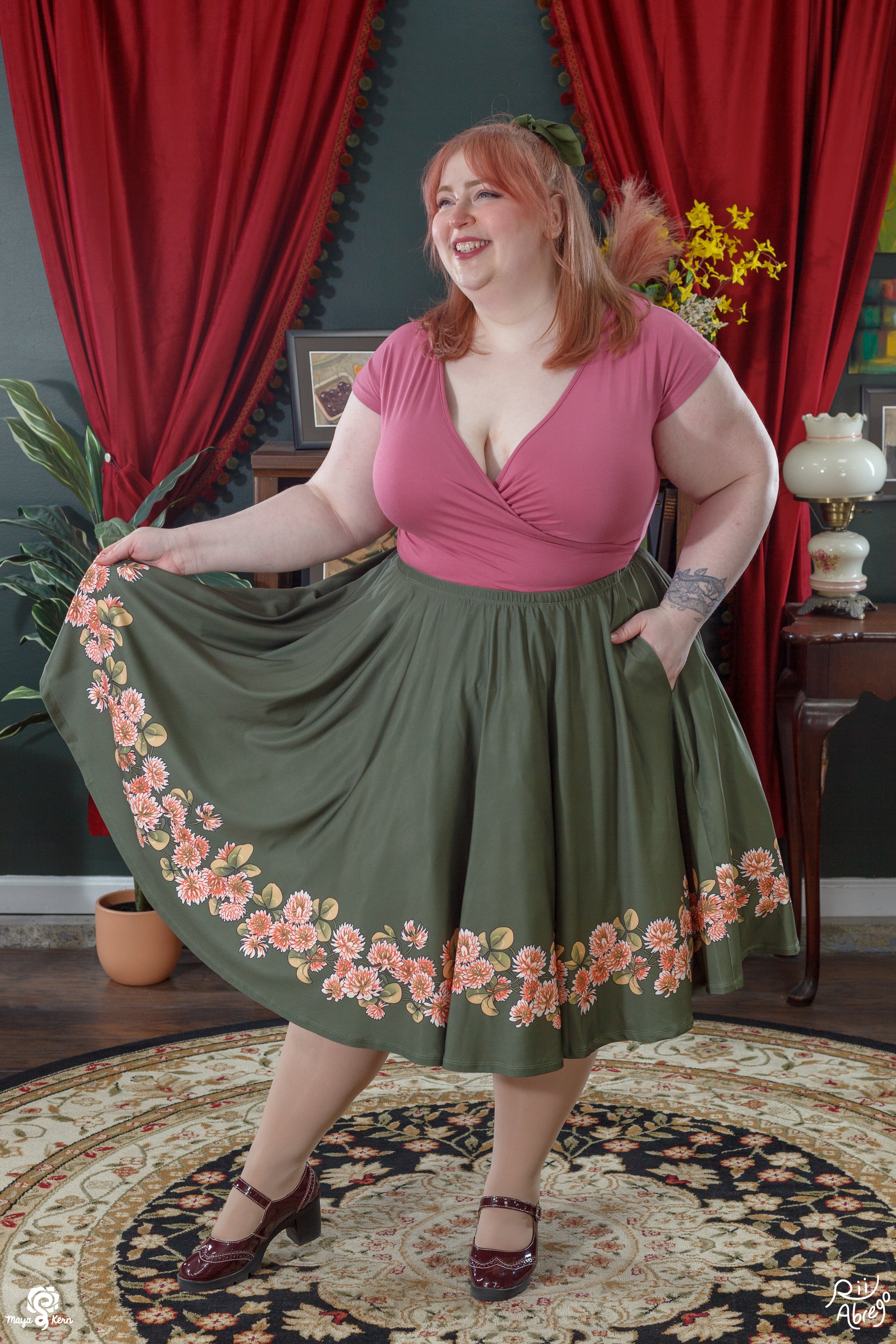 Collab Rii Abrego Clovers Midi Skirt Final Sale