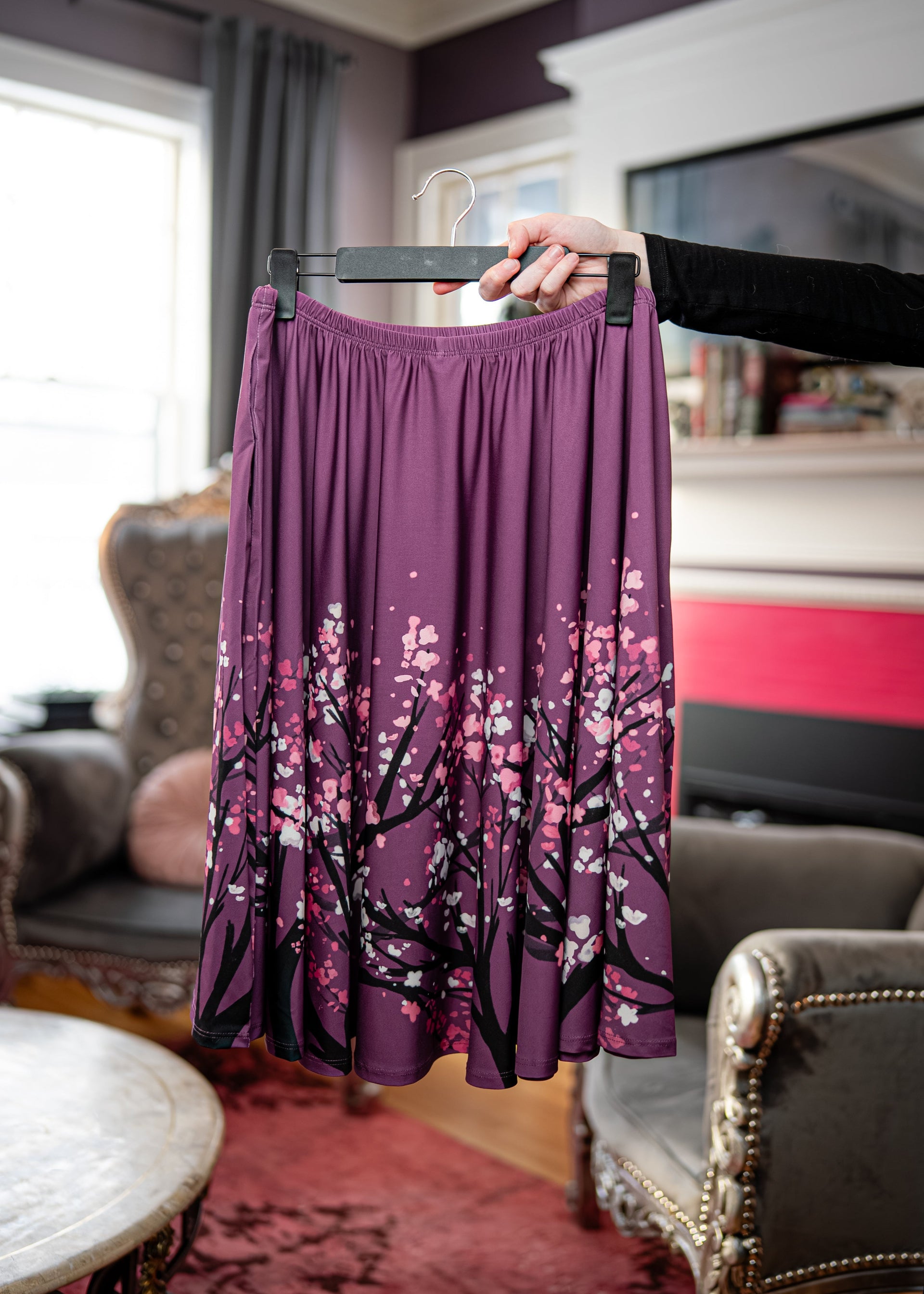 Cherry Tree (Purple) Midi Skirt - XS-M