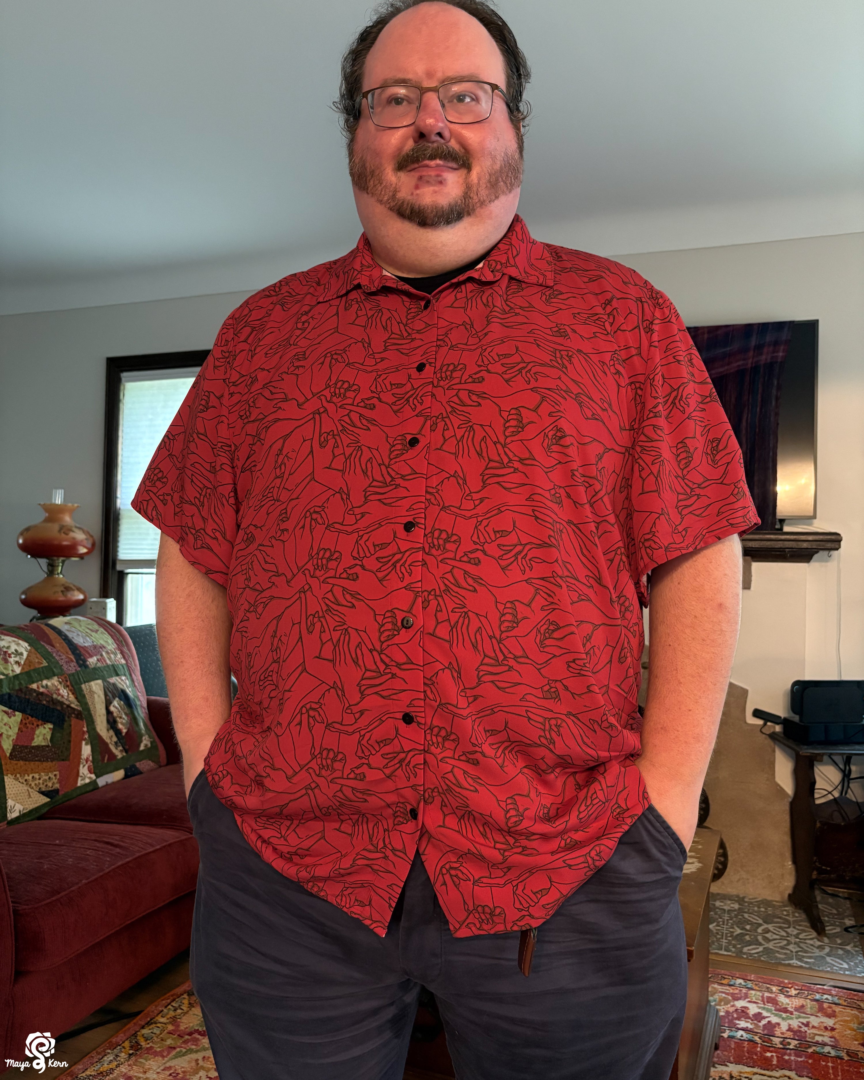 Hands (Red) Button Up Shirt