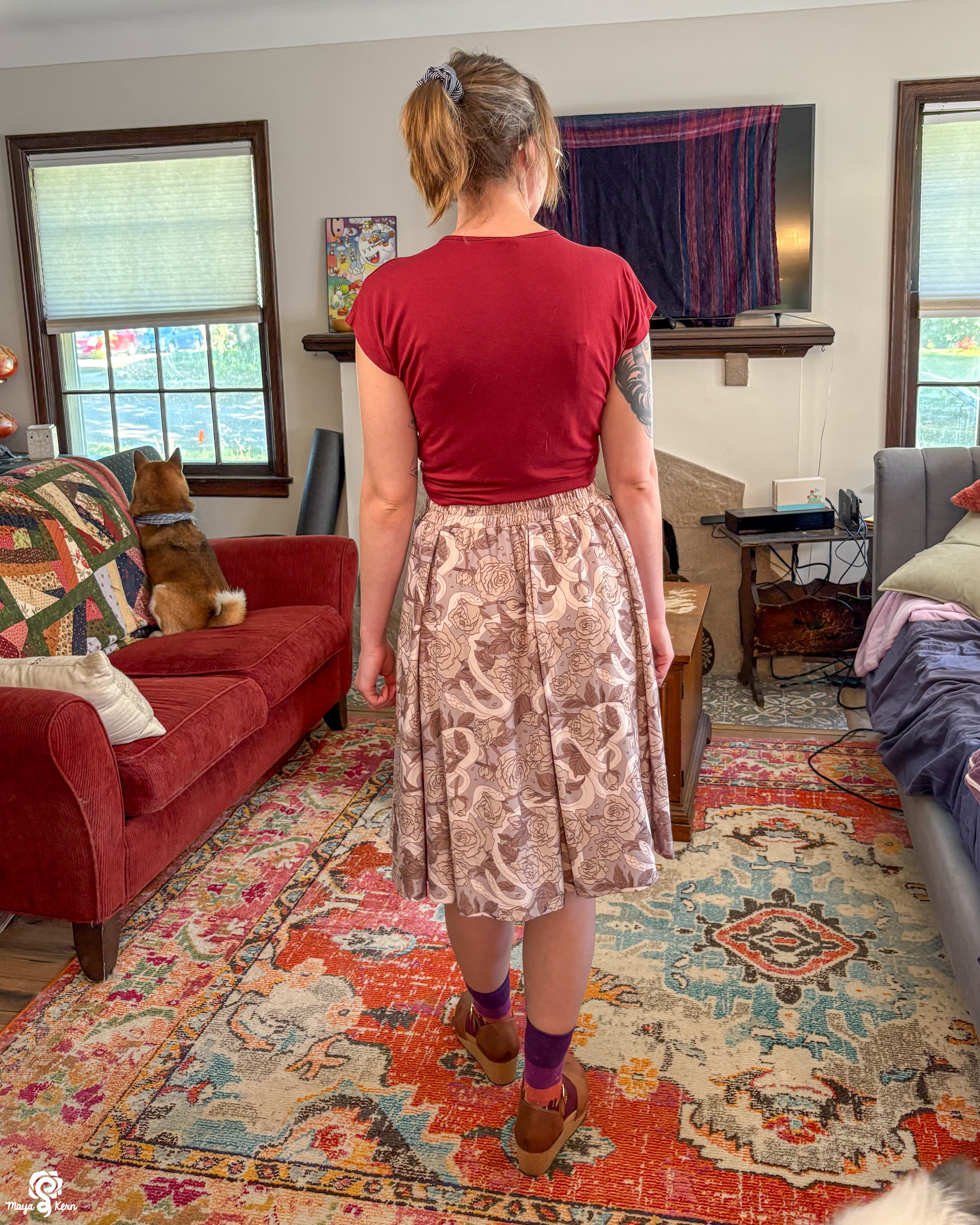 Hiss Latte Cotton Pleated Midi Skirt – Maya Kern
