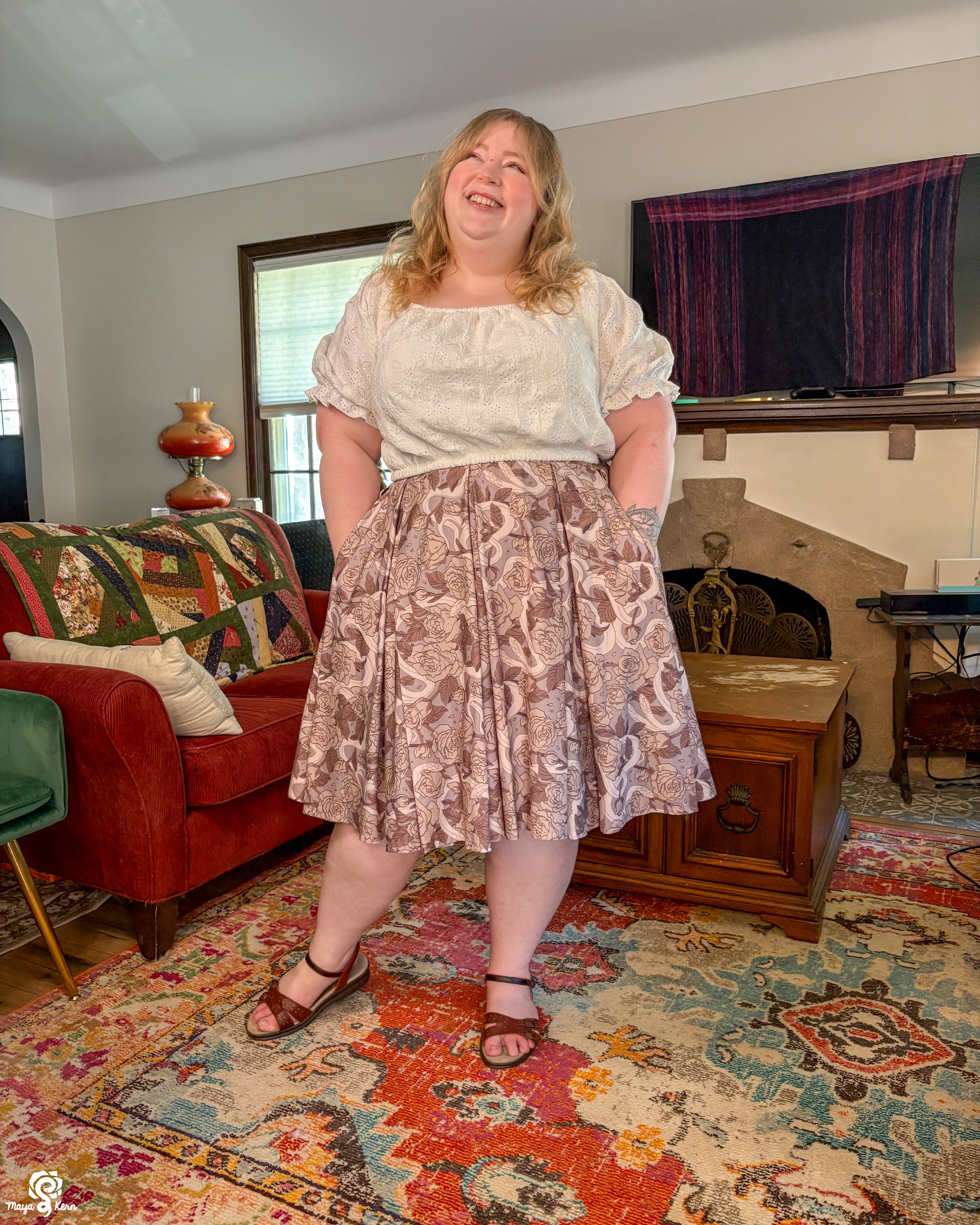 Hiss Latte Cotton Pleated Midi Skirt — FINAL SALE – Maya Kern