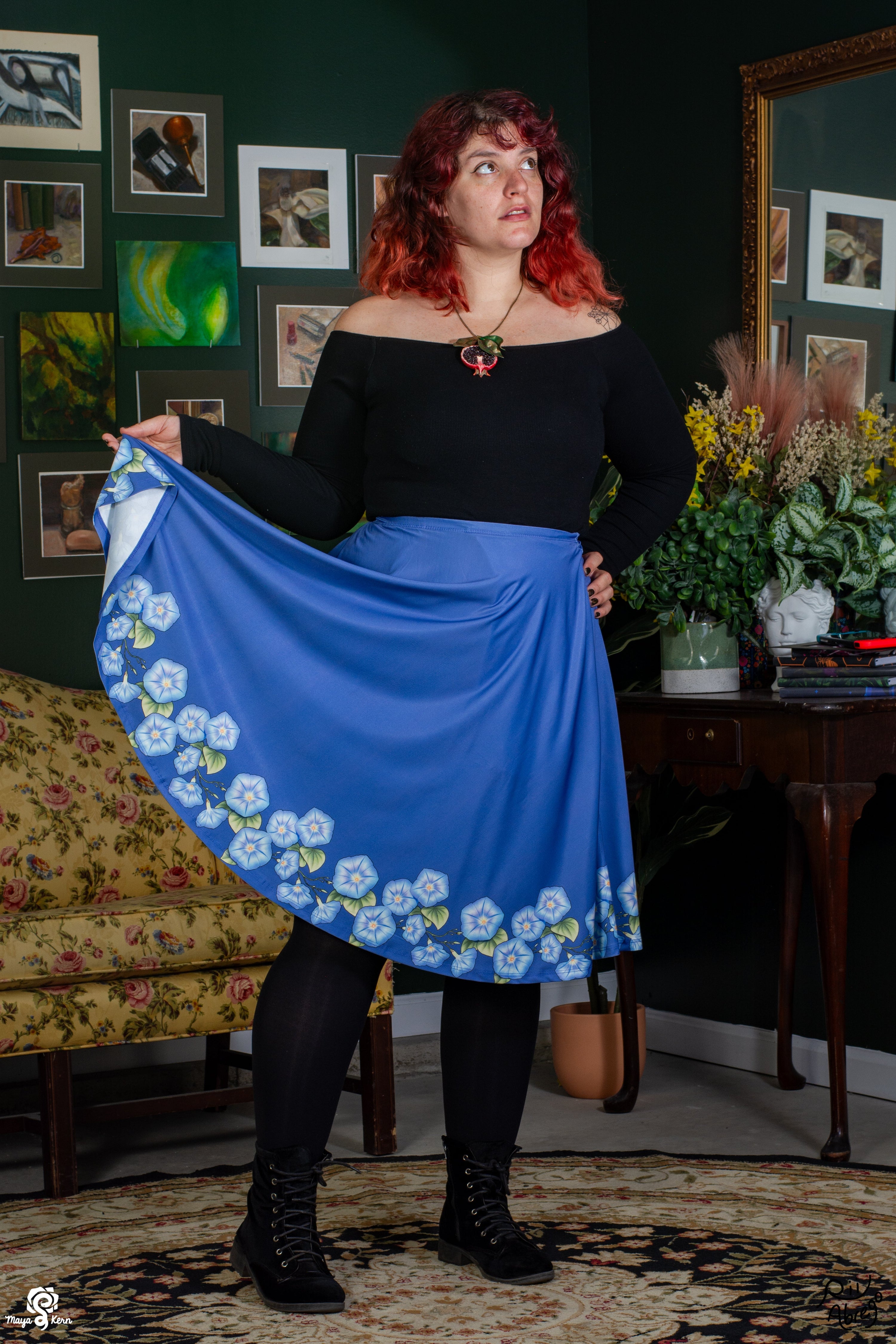 COLLAB: Rii Abrego Morning Glories Midi Skirt- Final Sale