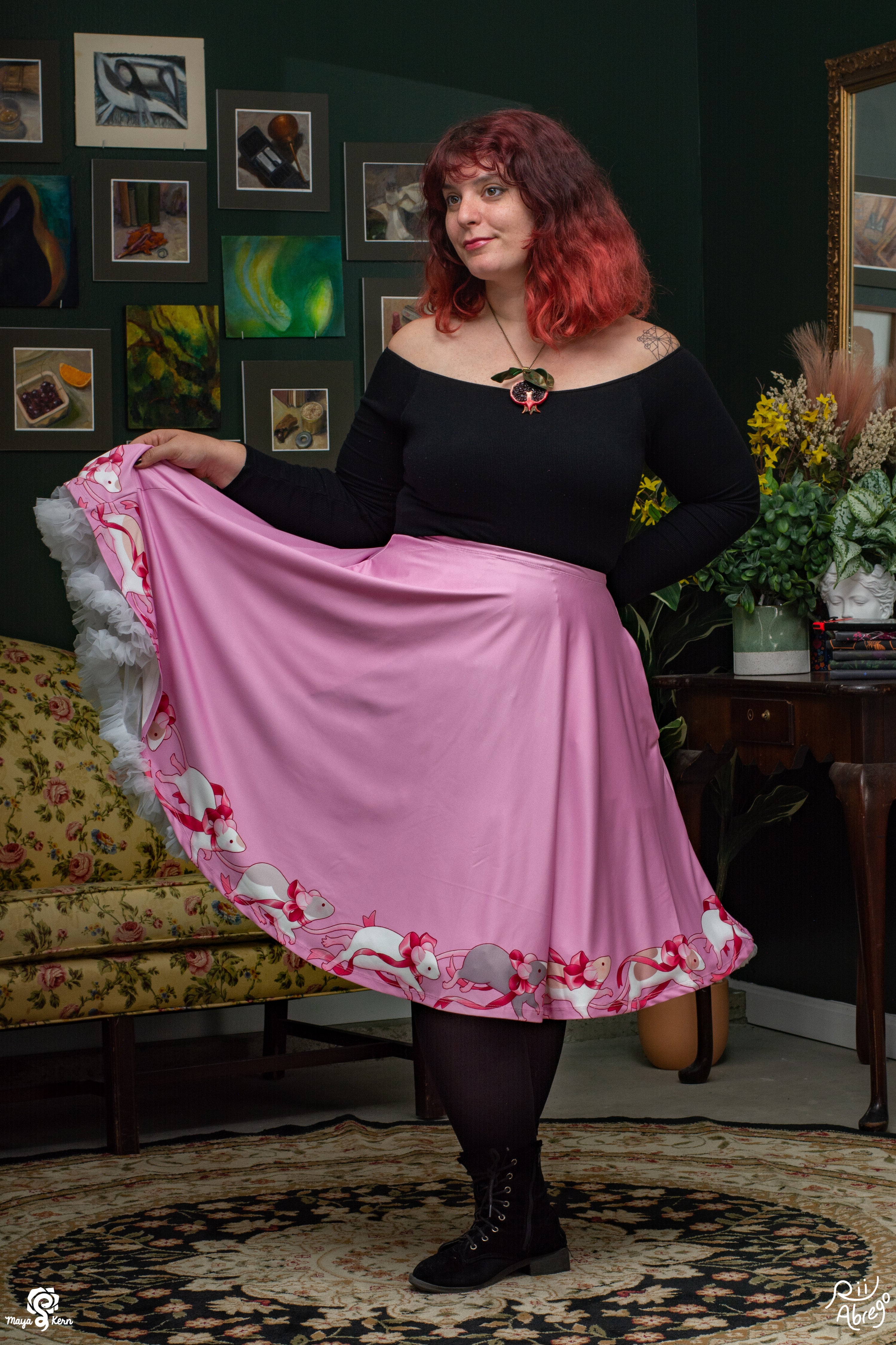 COLLAB: Rii Abrego Fancy Rats Midi Skirt