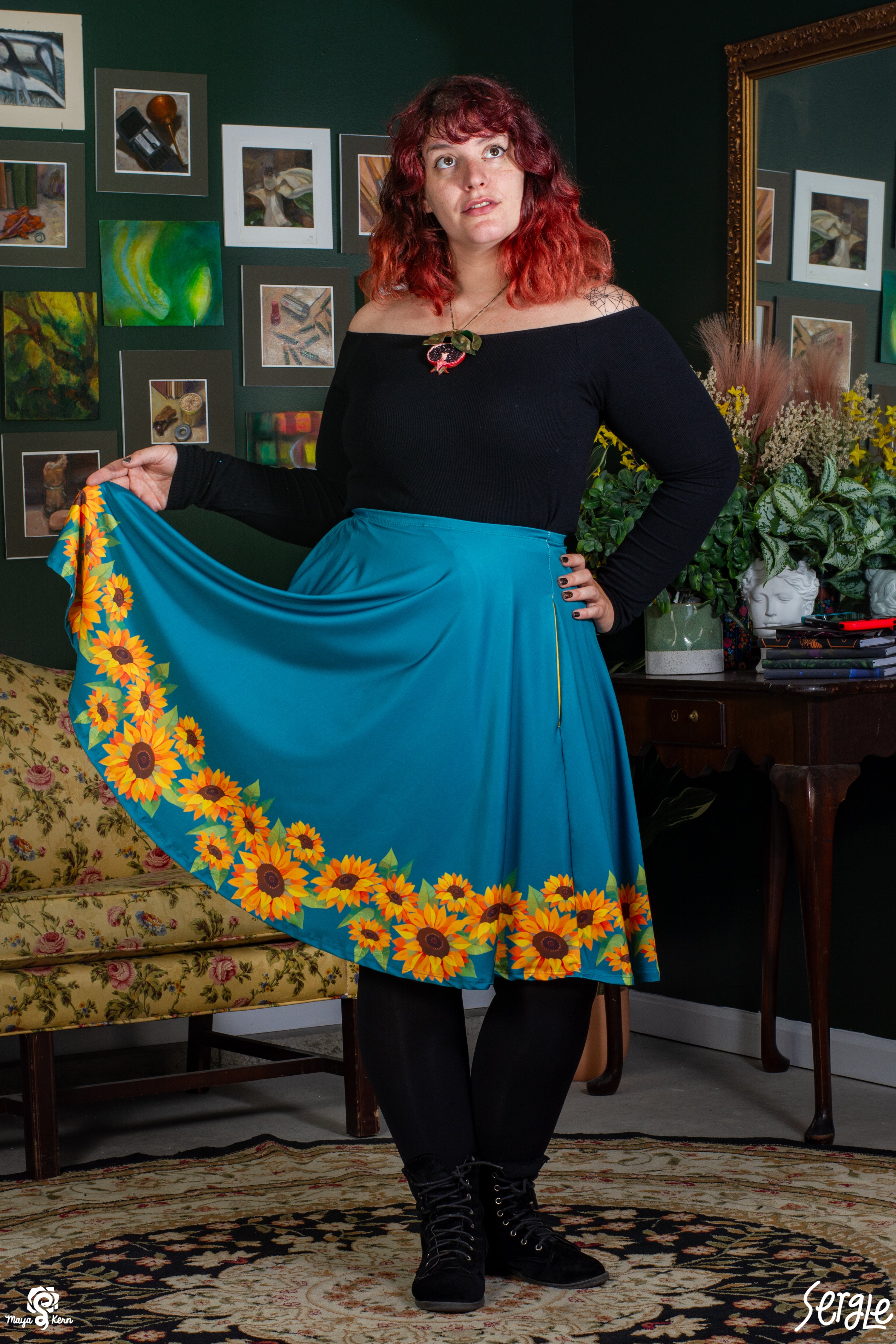 COLLAB: Sergle Sunflowers Midi Skirt