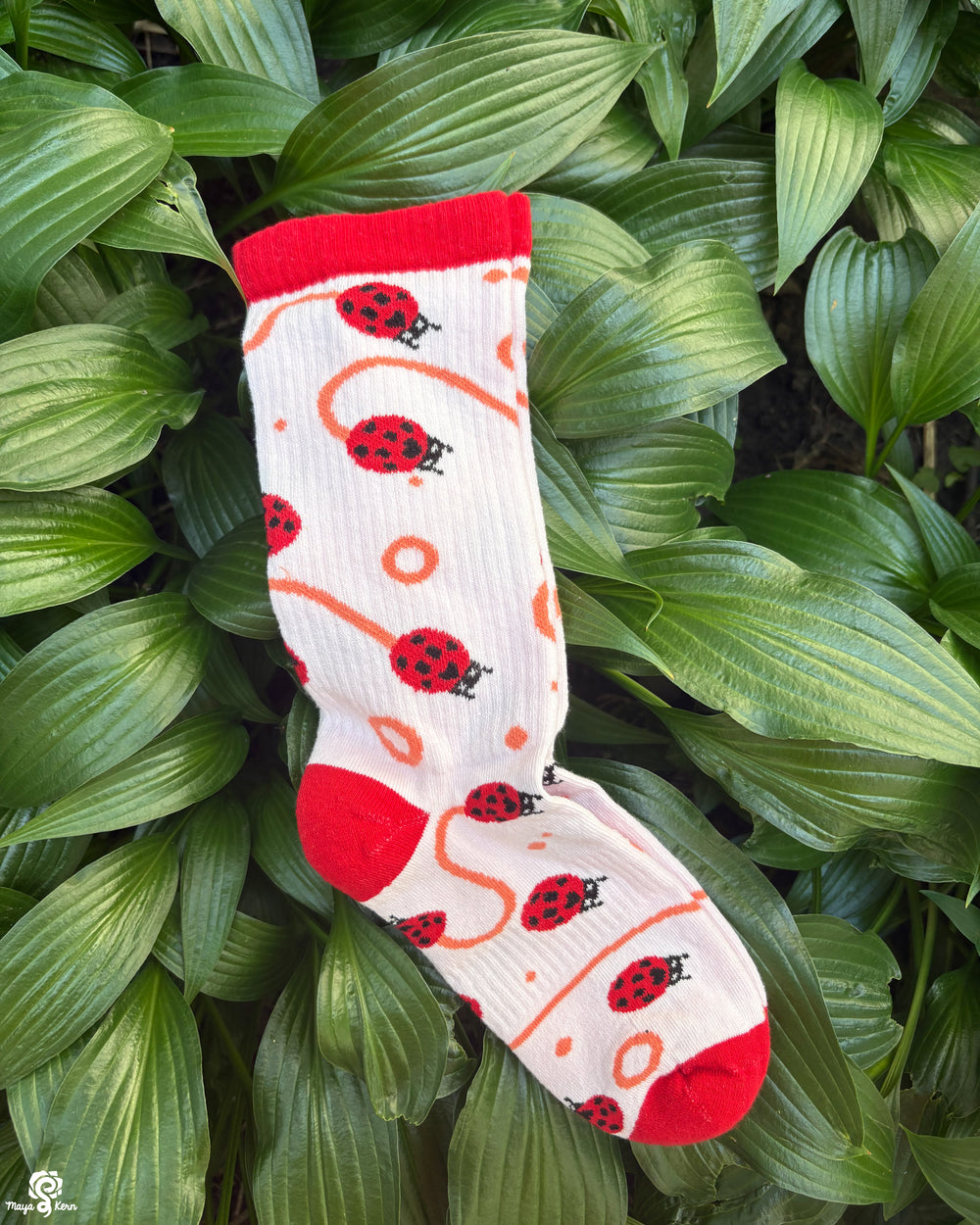Ladybug Cotton Ribbed Athletic Crew Socks