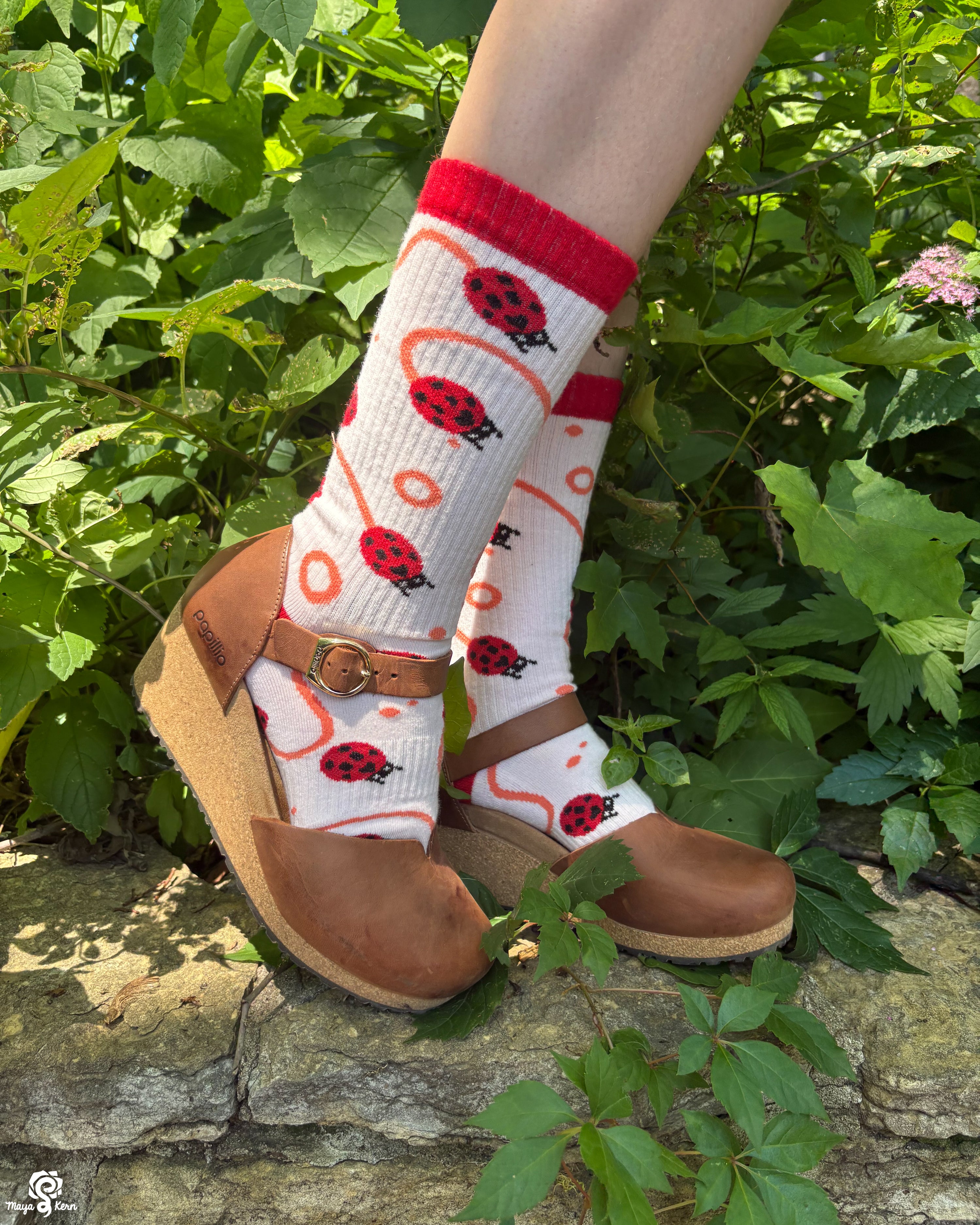 Ladybug Cotton Ribbed Athletic Crew Socks