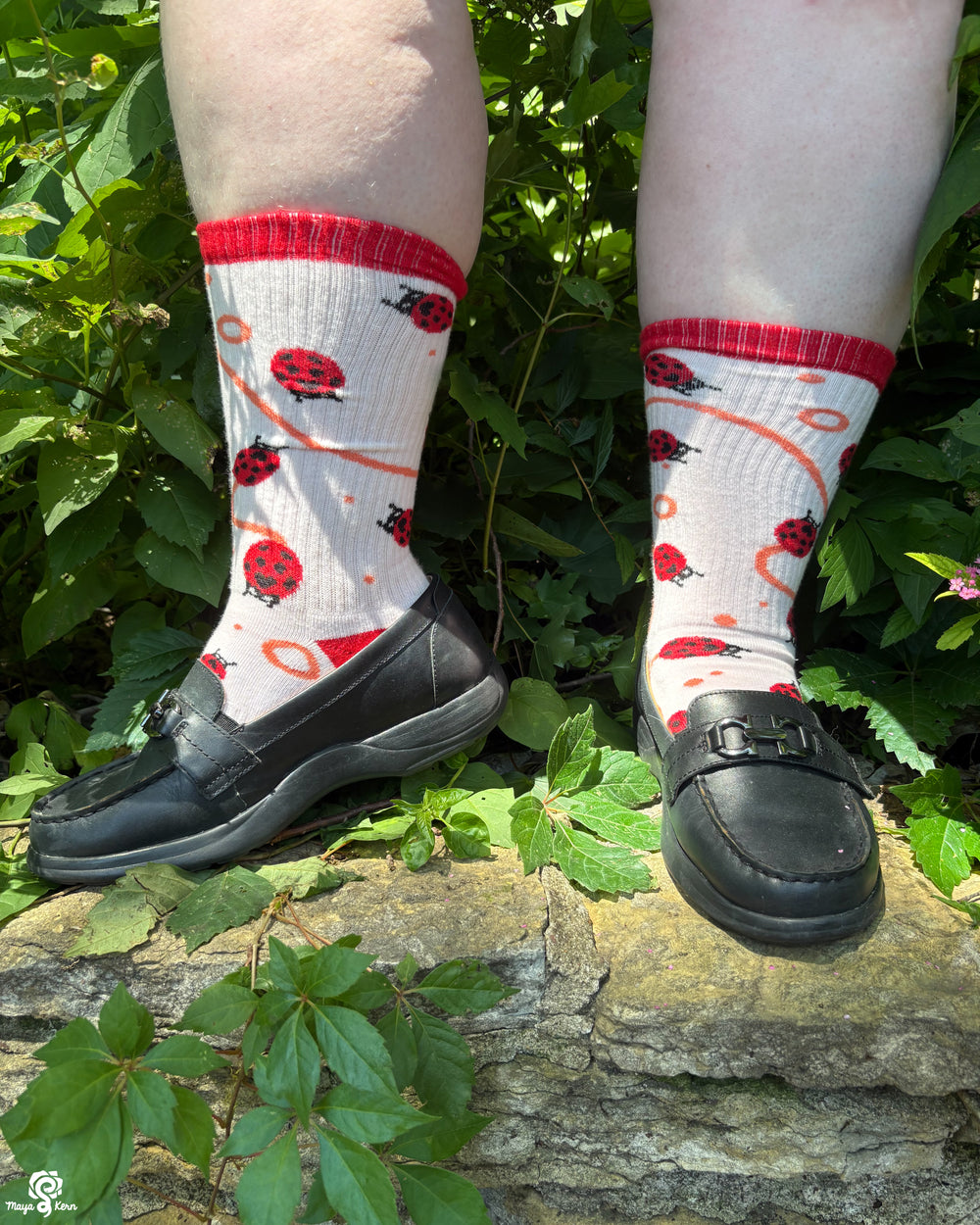 Ladybug Cotton Ribbed Athletic Crew Socks