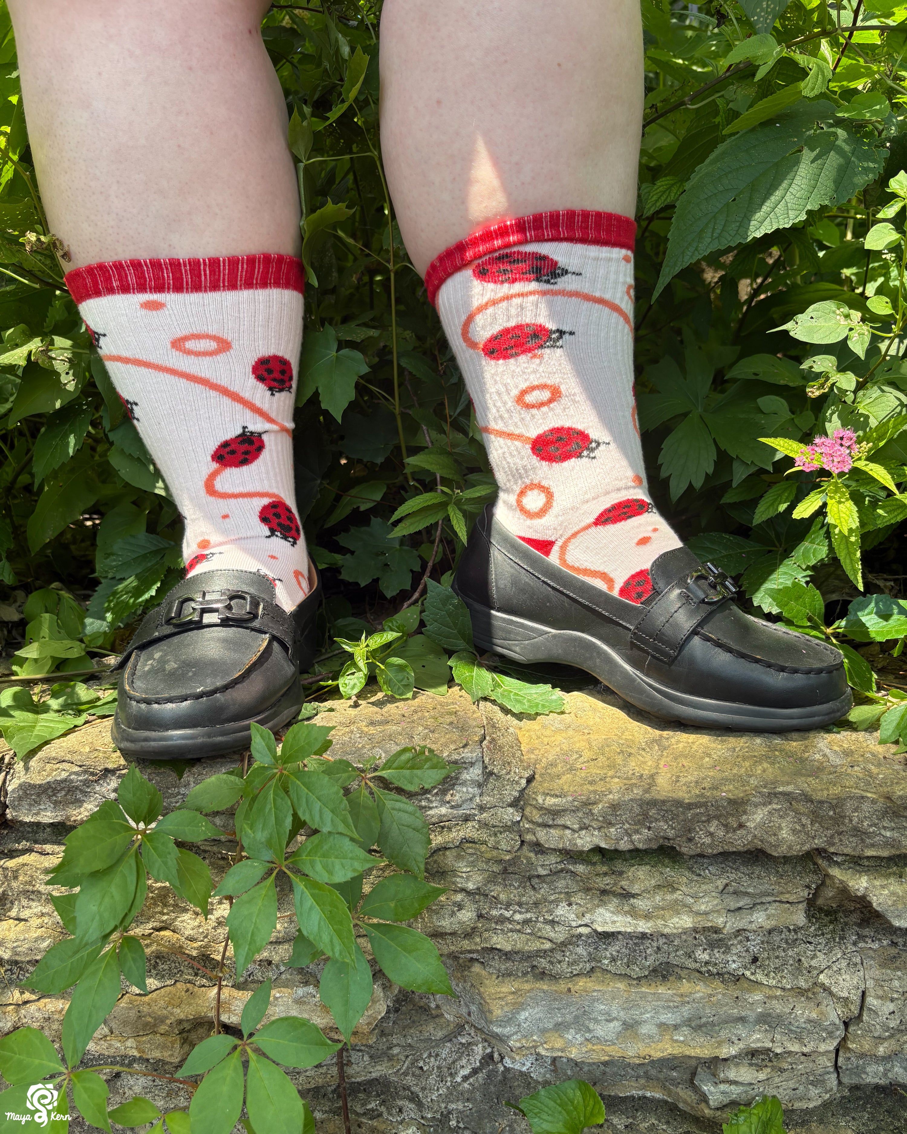Ladybug Cotton Ribbed Athletic Crew Socks